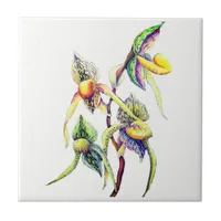 Blue orchids  painting ceramic tile