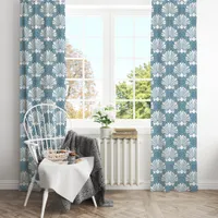 Blue & White Seashell Coastal Blackout Curtains