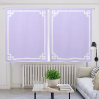 Pale Lavender and White Bold Greek Key Border Blackout Curtains