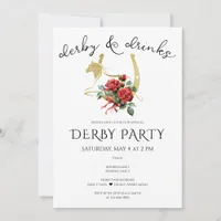 Modern Race Horse Derby & Drinks Party Equestrian Invitation