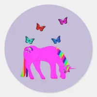 Purple Unicorn & Butterflies Sticker