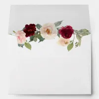 Rustic Modern Burgundy Peach Floral Fall Wedding Envelope