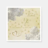 Yellow White Gold Dreamy Stars Baby Shower Napkins