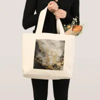 Gold, Black & White Marble | Large Tote Bag