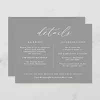 Elegant Vintage Wedding Details Card Gray