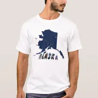 Alaska State Flag Blue Map & Yellow Stars Travel T-Shirt