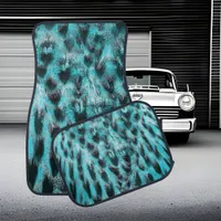 Chic animal print in blue - feathers car floor mat