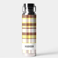 Trendy Modern Personalized Plaid Water Bottle