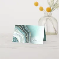 Crystal Agate Wedding Teal ID825 Place Card