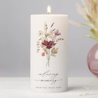 In Loving Memory Boho Wildflower Memorial Wedding Pillar Candle