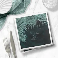 Jewel Palm Leaf Thank You Teal ID830 Paper Dinner Napkins