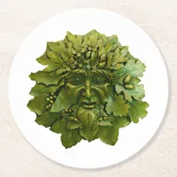 The Oak King | The Green Man Round Paper Coaster