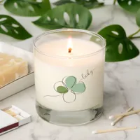 Lucky Four Leaf Clover Minimalist Line Art   Scented Candle