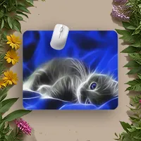 Blue Aura Cat Design Mouse Pad