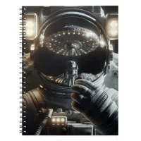 Astronaut with reflection of UFO Notebook