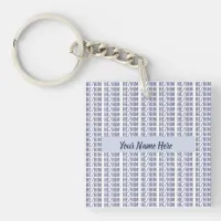 He Him Gender Pronouns in Blue Repeat Keychain