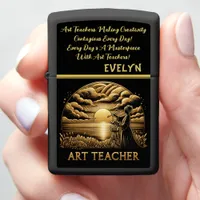 Art Teacher Painting a Calm Sunset Zippo Lighter