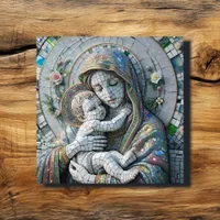 Virgin Mary and Baby Jesus | Mosaic Statue Paperweight