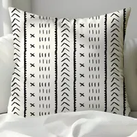 Black and White Aztec Tribal Boho Pattern Throw Pillow