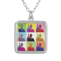 President Obama Pop Art Silver Plated Necklace