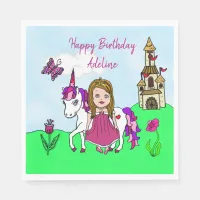 Pretty Princess and Unicorn Birthday Party Napkins