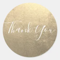 Metallic Platinum Gold Thank You Classic Round Sticker