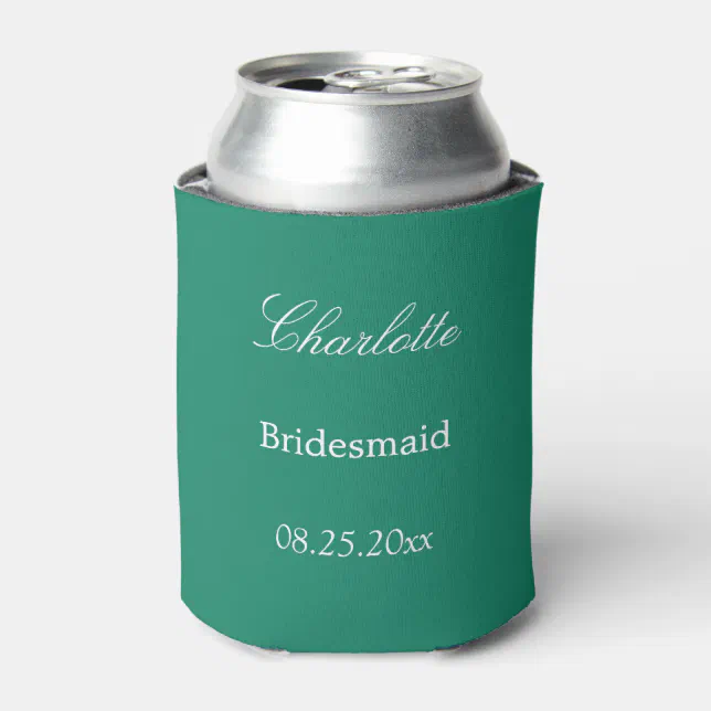 Elegant Emerald Bridesmaid Favor Can Cooler