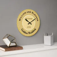 Golden Wedding 50th Anniversary 50 Years Honeycomb Large Clock