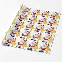 Cartoon Santa With Deer Wrapping Paper