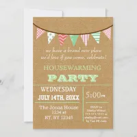 Rustic Buralp Bunting Housewarming party Invites