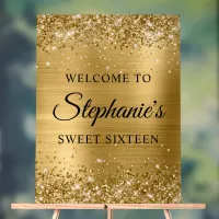 Glittery Gold Foil Sweet Sixteen Welcome Acrylic Sign