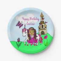 Personalized Princess and Unicorn Birthday Party Paper Plates