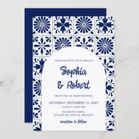 Mexican Blue Talavera Tiles Wedding Invitation