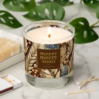 Earth Tones Christmas Merry Pattern#21 ID1009 Scented Candle
