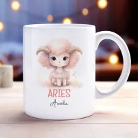 Cute Watercolor Illustration of Aries Zodiac Name Coffee Mug