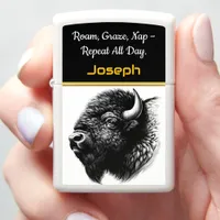 Majestic Buffalo Close-Up in Natural Habitat Zippo Lighter