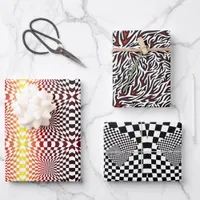 Chessboard Optical Illusion Geometric Style Wrapping Paper Sheets