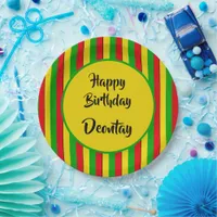 Rasta Stripes Reggae Caribbean Birthday Paper Plates