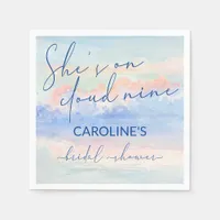 Shes On Cloud Nine Pastel Watercolor Bridal Shower Napkins