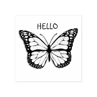 Hello, Monarch Butterfly Rubber Stamp