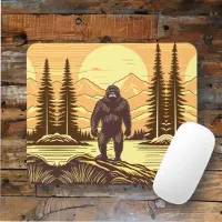 Bigfoot Sasquatch Retro Art Mouse Pad