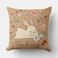 Tea Bunny Throw Pillow