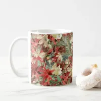 Rustic Elegant Holiday Poinsettia Christmas Floral Coffee Mug