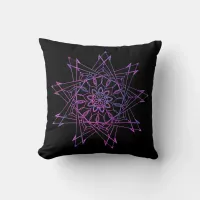 Colorful and Black Sharp Mandala Throw Pillow