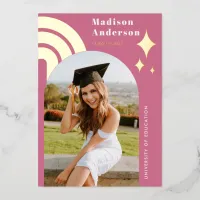 Rainbow Stars Arch | Foil Graduation Announcement