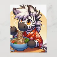 Adorable Zebra Eating Ramen Postcard