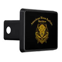 Intricate Illustration of a Gold Bison in Nature Hitch Cover