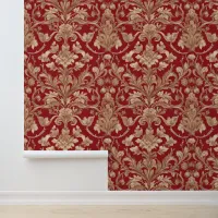 Elegant Floral Classic Patterned Botanical Red Wallpaper