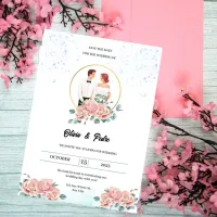 Pink and Red Rose Wedding Invitation