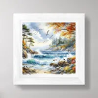 Fall Coastal Beach Art for Small Spaces Framed Art